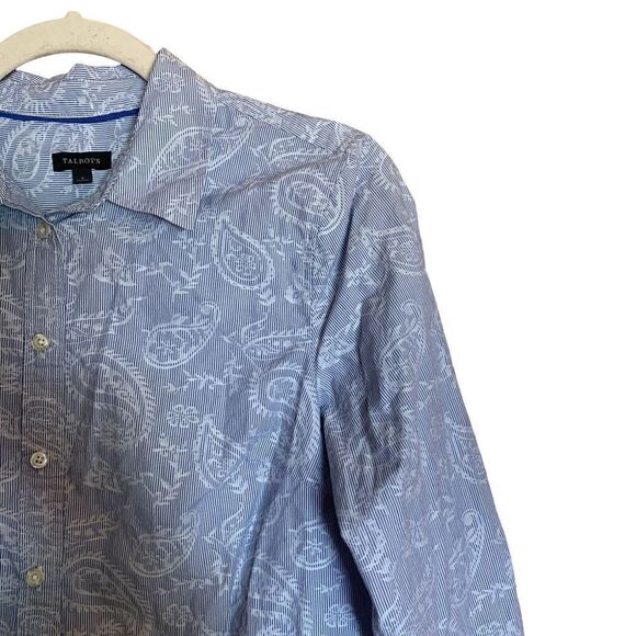 Talbots Womens Size Small Multicolor Stripe Paisley Button Up Shirt Blouse - Picture 3 of 7